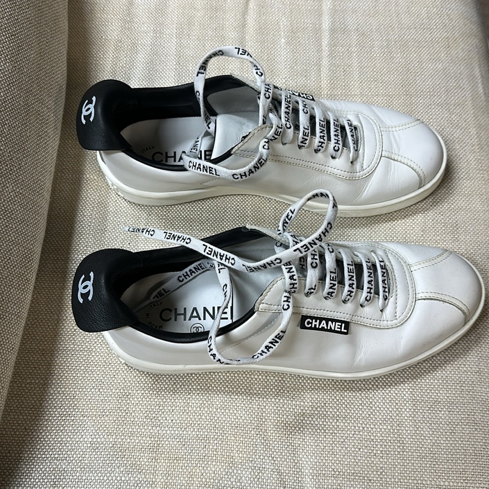Chanel White and Black  Sneakers - Picture 2 of 9